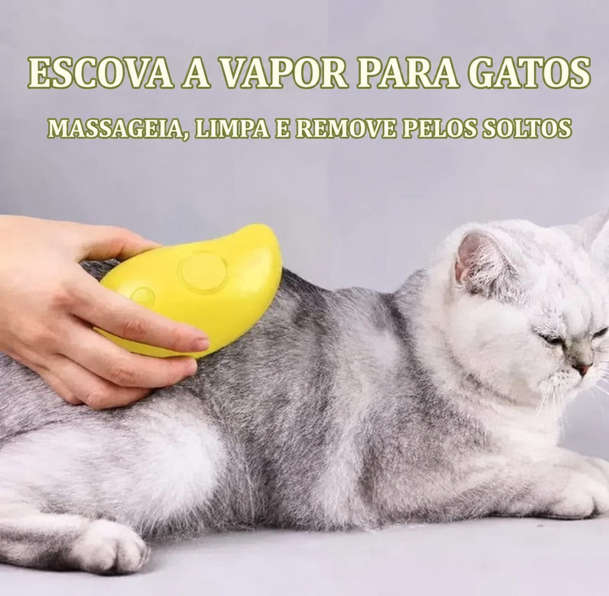 Escova a Vapor Elétrica 3 em 1 para Cães e Gatos