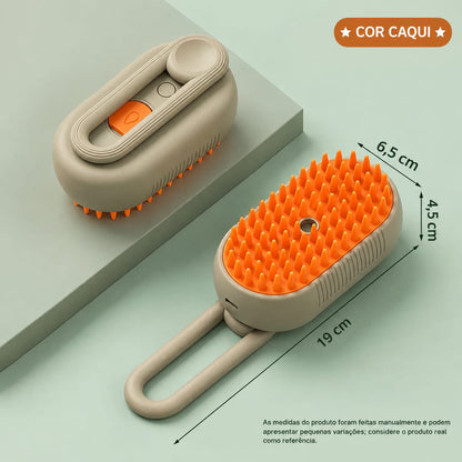Escova a Vapor Elétrica 3 em 1 para Cães e Gatos