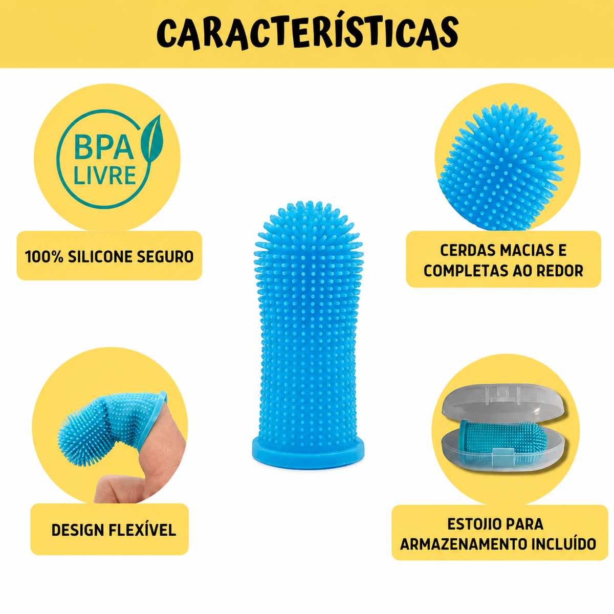 Escova de Dedo para Cães e Gatos
